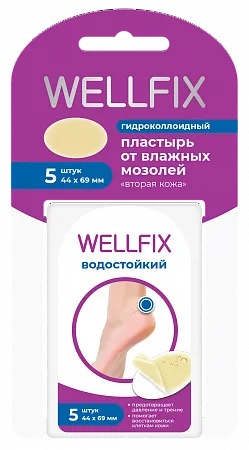 WELLFIX ПЛАСТЫРЬ МОЗОЛЬНЫЙ ГИДРОКОЛЛОИДНЫЙ ПЛАСТЫРЬ ГИДРОКОЛЛОИДНЫЙ 4,4 СМХ6,9 СМ   №5