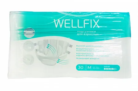 WELLFIX ПОДГУЗНИКИ ДЛЯ ВЗРОСЛЫХ SUPER (70X130 СМ) M ПОДГУЗНИКИ УРОЛОГИЧЕСКИЕ    №30