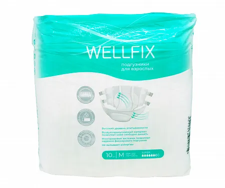 WELLFIX ПОДГУЗНИКИ ДЛЯ ВЗРОСЛЫХ SUPER (70X130 СМ) M ПОДГУЗНИКИ УРОЛОГИЧЕСКИЕ    №10
