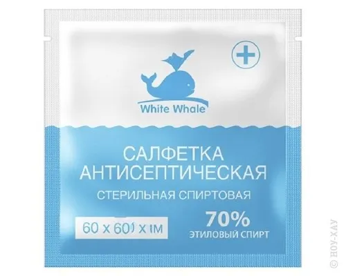 WHITE WHALE САЛФЕТКА АНТИСЕПТИЧЕСКАЯ СПИРТОВАЯ СТЕРИЛЬНАЯ 60 ММ X 60 ММ САЛФЕТКИ   №100