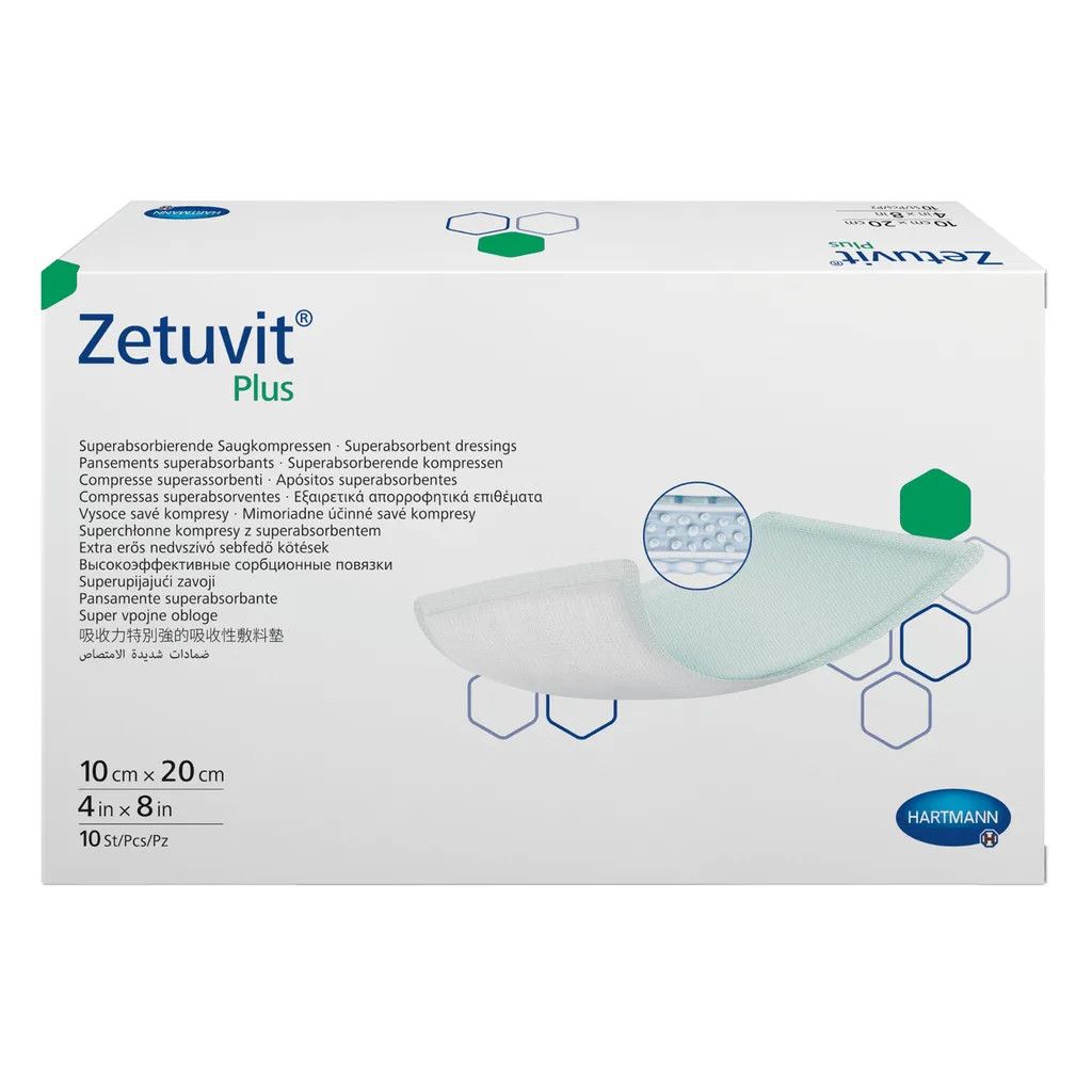 ZETUVIT PLUS ПОВЯЗКА СУПЕРАБСОРБИРУЮЩАЯ ПОВЯЗКИ 10 СМX20 СМ   №10
