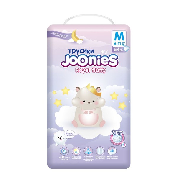 JOONIES ROYAL FLUFFY ПОДГУЗНИКИ-ТРУСИКИ M 6-11 КГ ПОДГУЗНИКИ ДЕТСКИЕ-ТРУСЫ №54