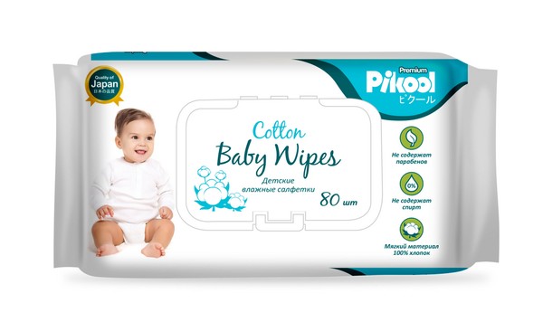 PIKOOL PREMIUM САЛФЕТКИ ВЛАЖНЫЕ ДЕТСКИЕ ЭКСТРАКТ АЛОЭ/РОМАШКИ/ГРАНАТА САЛФЕТКИ ВЛАЖНЫЕ ДЕТСКИЕ    №80