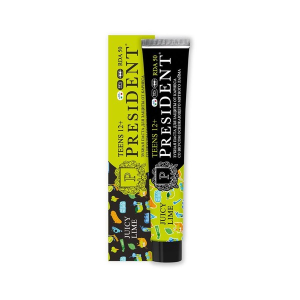 PRESIDENT ЗУБН ПАСТА ДЕТСК TEENS 12+ JUICY LIME ЗУБНАЯ ПАСТА ДЕТСКАЯ 70 Г №1