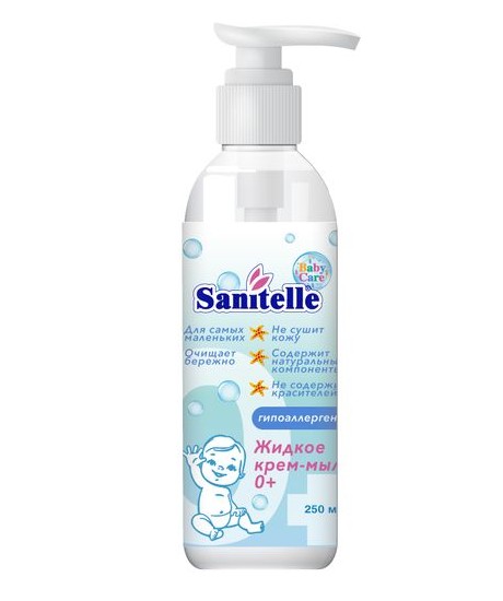 SANITELLE BABY КРЕМ-МЫЛО ЖИДКОЕ ДЕТСКОЕ С ЭКСТРАКТОМ КОРНЯ МЫЛЬНЯНКИ 0+ КРЕМ-МЫЛО ЖИДКОЕ 250 МЛ №1