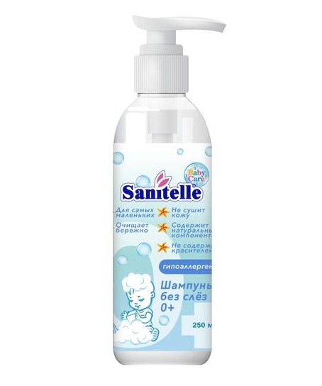 SANITELLE BABY ШАМПУНЬ БЕЗ СЛЕЗ НЕЖНЫЙ С ЭКСТРАКТОМ КОРНЯ МЫЛЬНЯНКИ 0+ ШАМПУНЬ ДЛЯ ДЕТЕЙ 250 МЛ №1