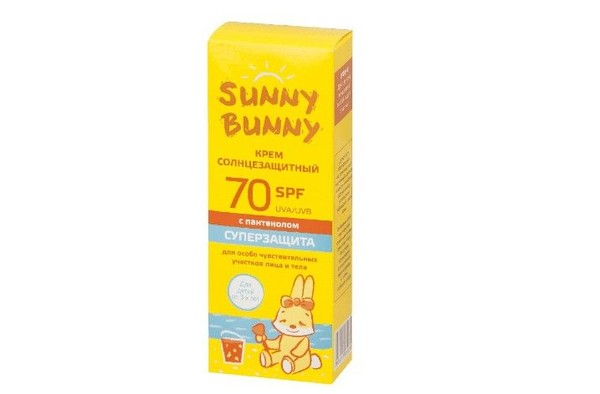 SUNNY BUNNY КРЕМ СОЛНЦЕЗАЩИТНЫЙ С ПАНТЕНОЛОМ ДЛЯ ДЕТЕЙ SPF70 КОСМЕТИЧЕСКИЙ КРЕМ 50 МЛ №1