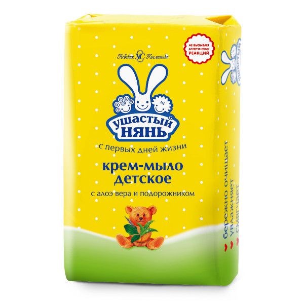 УШАСТЫЙ НЯНЬ КРЕМ-МЫЛО АЛОЭ ВЕРА/ПОДОРОЖНИК КОСМЕТИЧЕСКОЕ МЫЛО 90 Г №1