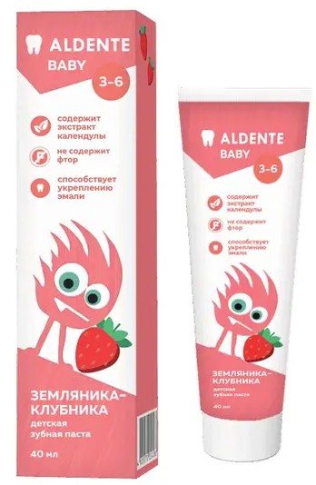 ALDENTE/АЛЬДЕНТЕ БЭБИ ЗУБНАЯ ПАСТА Д/ДЕТЕЙ 3-6 ЛЕТ ЗЕМЛЯНИКА-КЛУБНИКА ЗУБНАЯ ПАСТА ДЕТСКАЯ  40 МЛ №1