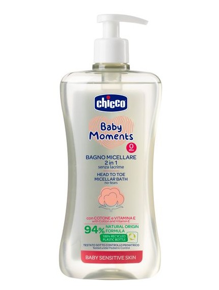 CHICCO BABY MOMENTS ПЕНА-ГЕЛЬ ДЛЯ КУПАНИЯ 2 В 1 МИЦЕЛЛЯРНАЯ КОСМЕТИЧЕСКАЯ ПЕНА 500 МЛ №1