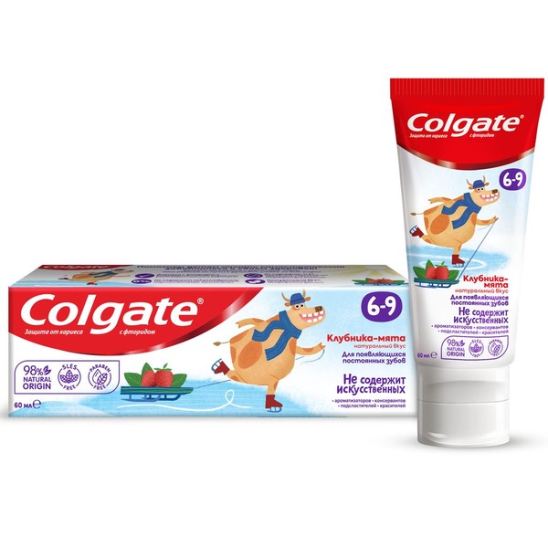 COLGATE ЗУБН ПАСТА ДЕТСКАЯ КЛУБНИКА И МЯТА 6-9 ЛЕТ ЗУБНАЯ ПАСТА ДЕТСКАЯ 60 МЛ №1