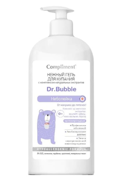 COMPLIMENT DR BUBBLE ГЕЛЬ Д/КУПАНИЯ НЕЖНЫЙ С КОМПЛЕКСОМ НАТУРАЛЬНЫХ ЭКСТРАКТОВ НЕБОЛЕЙКА СРЕДСТВО ДЛЯ КУПАНИЯ 400 МЛ №1