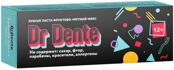 DR.DENTE ЗУБНАЯ ПАСТА ДЕТСКАЯ ФРУКТОВО-МЯТНЫЙ МИКС 12+ ЗУБНАЯ ПАСТА ДЕТСКАЯ  50 МЛ №1