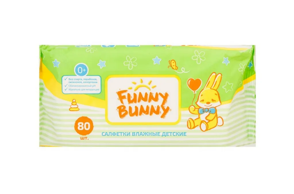 FUNNY BUNNY САЛФЕТКИ ВЛАЖНЫЕ ДЛЯ ДЕТЕЙ САЛФЕТКИ ВЛАЖНЫЕ ДЕТСКИЕ   №80
