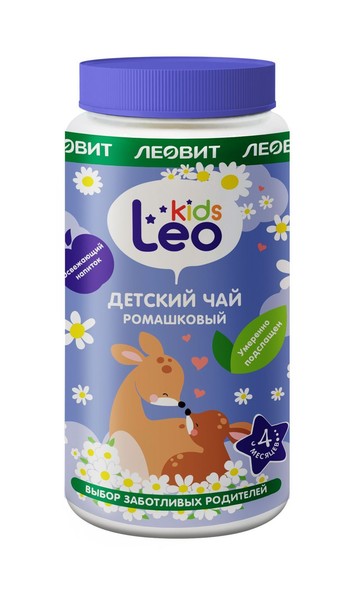 ЛЕОВИТ LEO KIDS ЧАЙ РОМАШКОВЫЙ ГРАНУЛИРОВАННЫЙ ДЛЯ ДЕТЕЙ ПОРОШОК ДЛЯ ПРИГОТОВЛЕНИЯ НАПИТКА 200 Г №1