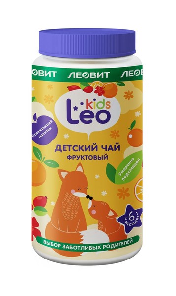ЛЕОВИТ LEO KIDS ЧАЙ ФРУКТОВЫЙ ГРАНУЛИРОВАННЫЙ ДЛЯ ДЕТЕЙ ПОРОШОК ДЛЯ ПРИГОТОВЛЕНИЯ НАПИТКА 200 Г №1
