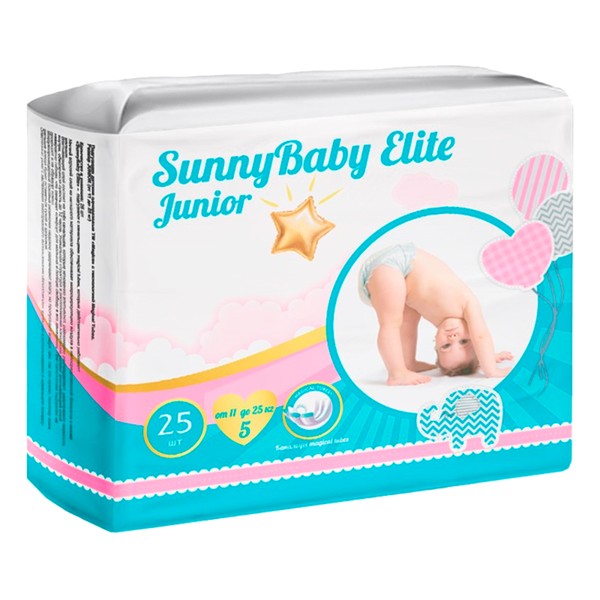 ТМА (АПРЕЛЬ) SUNNYBABY ELITE ПОДГУЗНИКИ ДЕТСКИЕ JUNIOR Р 5 (11-25 КГ) ПОДГУЗНИКИ ДЕТСКИЕ    №25