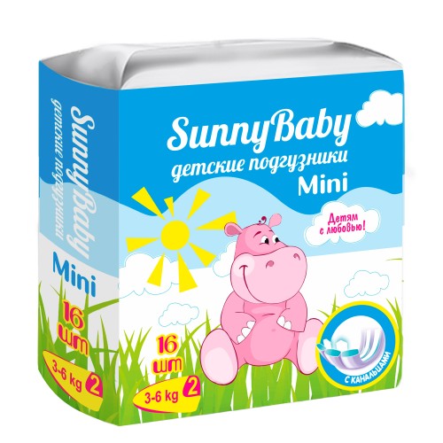 ТМА (АПРЕЛЬ) SUNNYBABY ПОДГУЗНИКИ ДЕТСКИЕ MINI (3-6КГ) ПОДГУЗНИКИ ДЕТСКИЕ    №16