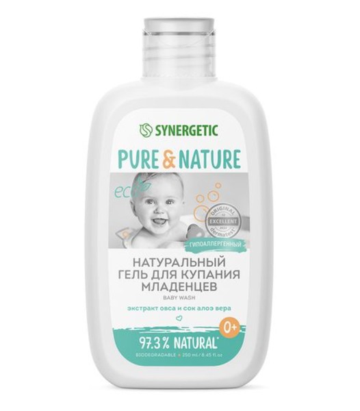 SYNERGETIC PURE&NATURE ГЕЛЬ Д/КУПАНИЯ МЛАДЕНЦЕВ НАТУРАЛЬНЫЙ 0+ КОСМЕТИЧЕСКИЙ ГЕЛЬ 250 МЛ №1