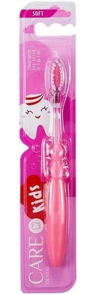 CARE DENTAL/КЭА ДЕНТАЛ KIDS ЗУБНАЯ ЩЕТКА ОТ 3 ДО 7 ЛЕТ МЯГКАЯ РОЗОВАЯ ЗУБНАЯ ЩЕТКА ДЕТСКАЯ   №1