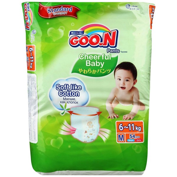GOON CHEERFUL BABY ПОДГУЗНИКИ-ТРУСИКИ M (6-11КГ) ПОДГУЗНИКИ ДЕТСКИЕ-ТРУСЫ №54