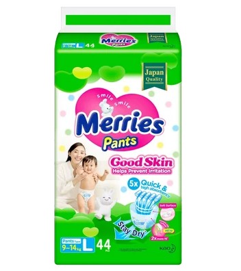 MERRIES GOOD SKIN ТРУСИКИ-ПОДГУЗНИКИ L (9-14КГ) ПОДГУЗНИКИ ДЕТСКИЕ-ТРУСЫ №44