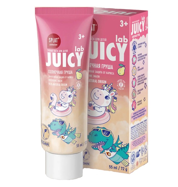 JUICY LAB ЗУБН ПАСТА ДЕТСКАЯ СОЛНЕЧНАЯ ГРУША 55 МЛ ЗУБНАЯ ПАСТА ДЕТСКАЯ 72 Г №1