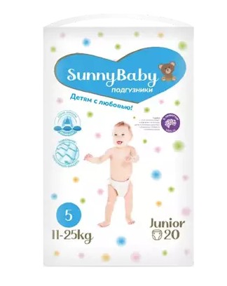ТМА (АПРЕЛЬ) SUNNYBABY ПОДГУЗНИКИ ДЕТСКИЕ JUNIOR (11-25КГ) ПОДГУЗНИКИ ДЕТСКИЕ    №20