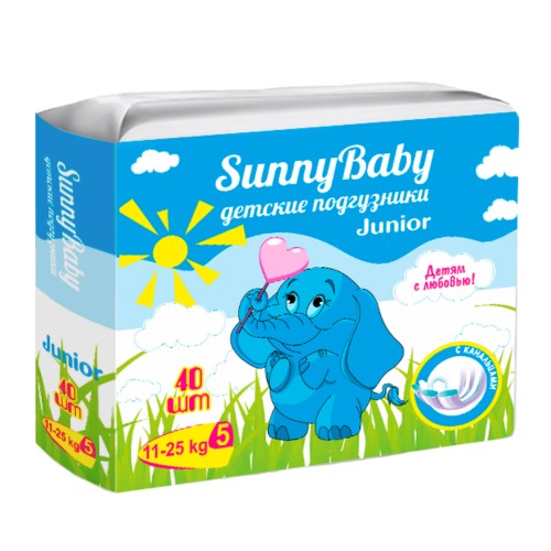 ТМА (АПРЕЛЬ) SUNNYBABY ПОДГУЗНИКИ ДЕТСКИЕ JUNIOR (11-25КГ) ПОДГУЗНИКИ ДЕТСКИЕ    №40