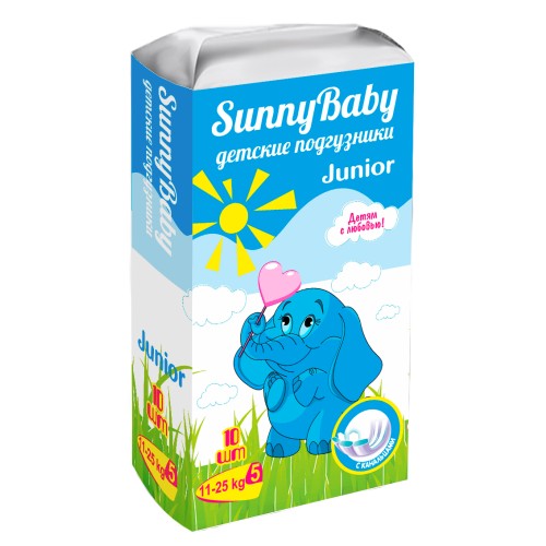 ТМА (АПРЕЛЬ) SUNNYBABY ПОДГУЗНИКИ ДЕТСКИЕ JUNIOR (11-25КГ) ПОДГУЗНИКИ ДЕТСКИЕ    №10
