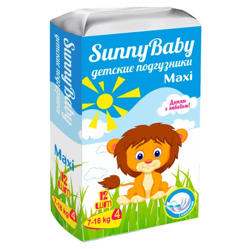 ТМА (АПРЕЛЬ) SUNNYBABY ПОДГУЗНИКИ ДЕТСКИЕ MAXI (7-18КГ) ПОДГУЗНИКИ ДЕТСКИЕ    №12