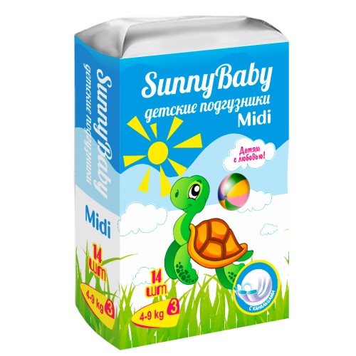 ТМА (АПРЕЛЬ) SUNNYBABY ПОДГУЗНИКИ ДЕТСКИЕ MIDI (4-9КГ) ПОДГУЗНИКИ ДЕТСКИЕ    №14