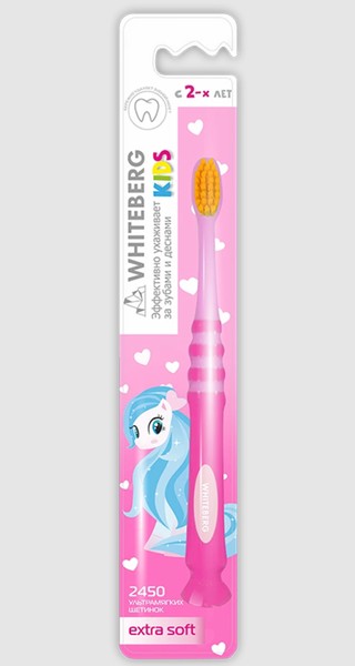 WHITEBERG KIDS ЗУБНАЯ ЩЕТКА ДЛЯ ДЕТЕЙ С 2-Х ЛЕТ 2450 ЩЕТИНОК EXTRA SOFT РОЗОВАЯ ЗУБНАЯ ЩЕТКА ДЕТСКАЯ   №1