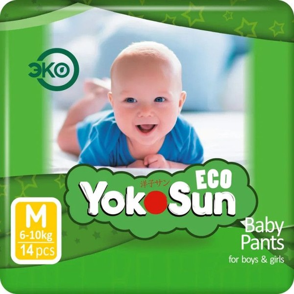 YOKOSUN ECO ПОДГУЗНИКИ-ТРУСИКИ M (6-10 КГ) ПОДГУЗНИКИ ДЕТСКИЕ-ТРУСЫ №14