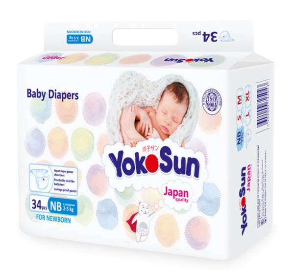 YOKOSUN ПОДГУЗНИКИ NB (2-5 КГ) ПОДГУЗНИКИ ДЕТСКИЕ NEWBORN №34