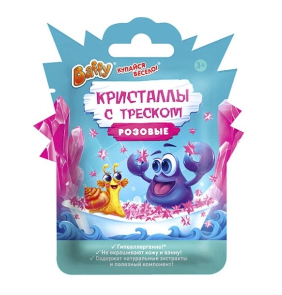 BAFFY КУПАЙСЯ ВЕСЕЛО! КРИСТАЛЛЫ Д/КУПАНИЯ С ТРЕСКОМ ДЕТСКИЕ РОЗОВЫЕ КОСМЕТИЧЕСКИЕ СРЕДСТВА ДЛЯ РАСТВОРЕНИЯ 10 Г №1