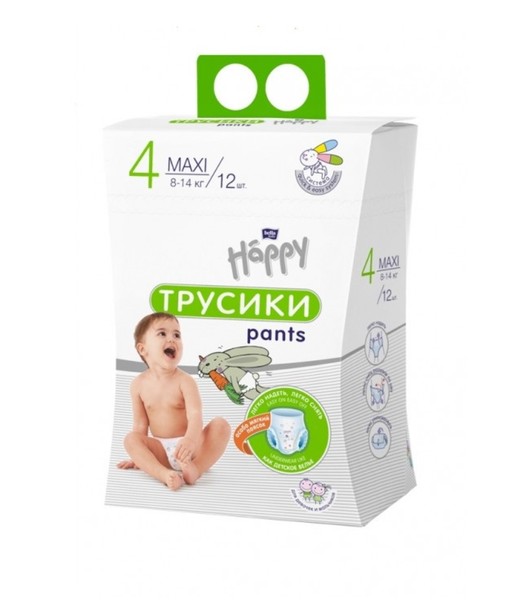 BELLA BABY HAPPY ПОДГУЗНИКИ-ТРУСИКИ 4 MAXI 8-14КГ ПОДГУЗНИКИ ДЕТСКИЕ-ТРУСЫ №12