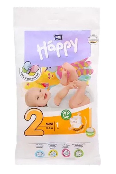BELLA BABY HAPPY ПОДГУЗНИКИ 2 MINI 3-6КГ ПОДГУЗНИКИ ДЕТСКИЕ №1