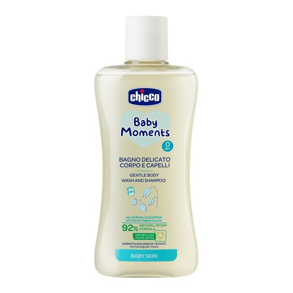 CHICCO BABY MOMENTS ПЕНА ДЛЯ ТЕЛА И ВОЛОС НЕЖНАЯ ШАМПУНЬ ДЛЯ ДЕТЕЙ 200 МЛ №1