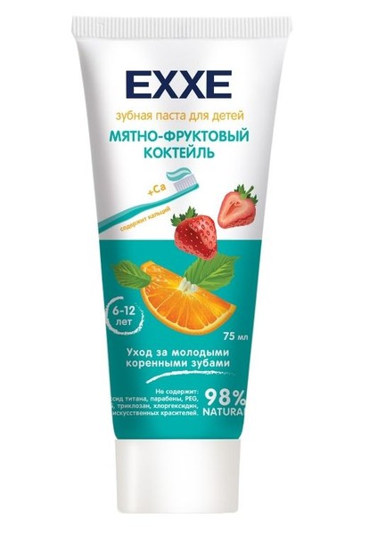 EXXE ЗУБНАЯ ПАСТА ДЕТСКАЯ МЯТНО-ФРУКТОВЫЙ КОКТЕЙЛЬ С КАЛЬЦИЕМ ЗУБНАЯ ПАСТА ДЕТСКАЯ 75 МЛ №1