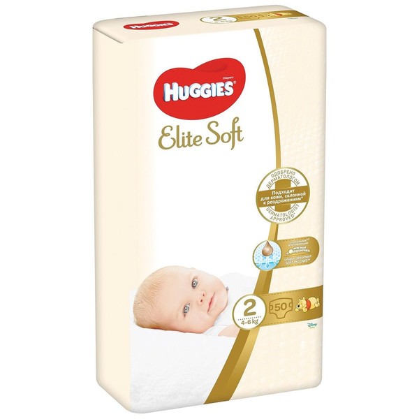 HUGGIES ELITE SOFT 2 ПОДГУЗНИКИ (4-6КГ) ПОДГУЗНИКИ ДЕТСКИЕ №50