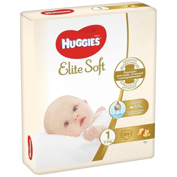 HUGGIES ELITE SOFT 1 ПОДГУЗНИКИ (3-5КГ) ПОДГУЗНИКИ ДЕТСКИЕ №84