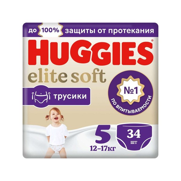 HUGGIES ELITE SOFT 5 ПОДГУЗНИКИ-ТРУСИКИ (12-17КГ) ПОДГУЗНИКИ ДЕТСКИЕ-ТРУСЫ №34