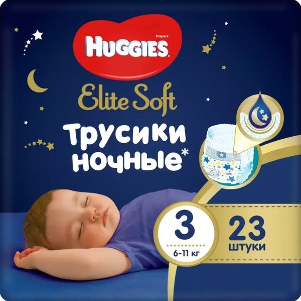 HUGGIES ELITE SOFT 3 ПОДГУЗНИКИ-ТРУСИКИ НОЧНЫЕ (6-11КГ) ПОДГУЗНИКИ ДЕТСКИЕ-ТРУСЫ №23