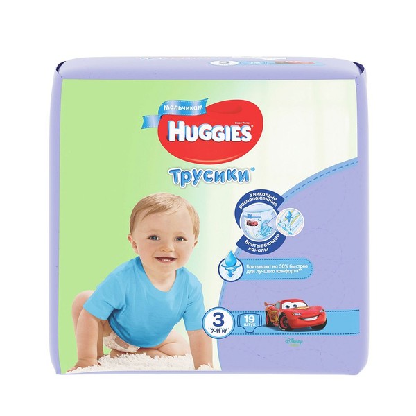 HUGGIES ПОДГУЗНИКИ-ТРУСИКИ Д/МАЛЬЧИКОВ 3 (7-11КГ) ПОДГУЗНИКИ ДЕТСКИЕ-ТРУСЫ №19