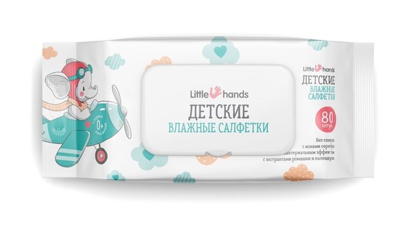 LITTLE HANDS САЛФЕТКИ ВЛАЖНЫЕ ДЕТСКИЕ АНТИБАКТЕРИАЛЬНЫЕ РОМАШКА/КАЛЕНДУЛА САЛФЕТКИ ВЛАЖНЫЕ ДЕТСКИЕ    №80
