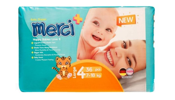 MERCI ПОДГУЗНИКИ ДЕТСКИЕ 4 LARGE (7-18 КГ) ПОДГУЗНИКИ ДЕТСКИЕ №36