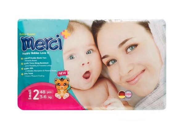 MERCI ПОДГУЗНИКИ ДЕТСКИЕ 2 SMALL (3-6 КГ) ПОДГУЗНИКИ ДЕТСКИЕ №48