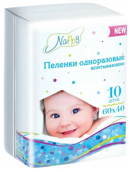 NAPPY ПЕЛЕНКИ ОДНОРАЗОВЫЕ ВПИТЫВАЮЩИЕ ДЕТСКИЕ ПЕЛЕНКИ ВПИТЫВАЮЩИЕ ДЕТСКИЕ 40 СМX60 СМ №10