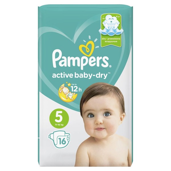PAMPERS ACTIVE BABY-DRY ПОДГУЗНИКИ 5 JUNIOR 11-16КГ ПОДГУЗНИКИ ДЕТСКИЕ №16